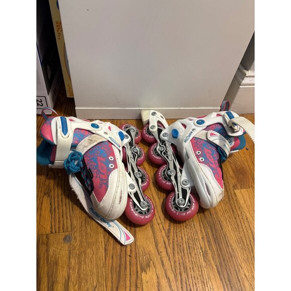 Roller Derby Girls Roller Blades Size 11-1 Adjustable Inline Skates Pink & White - Picture 2 of 6